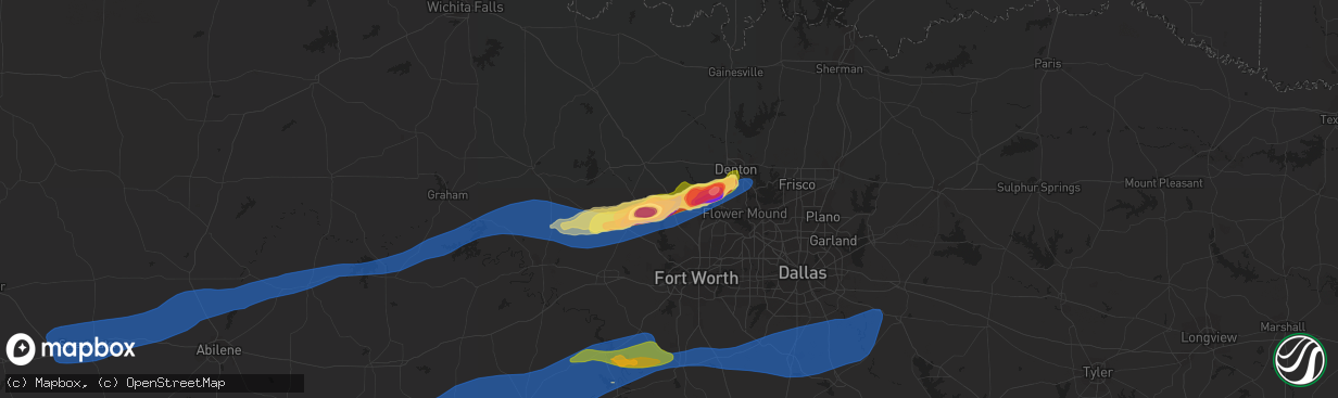 Hail map in Rhome, TX on April 1, 2024
