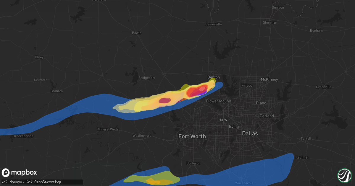 Hail map in Rhome, TX on April 1, 2024