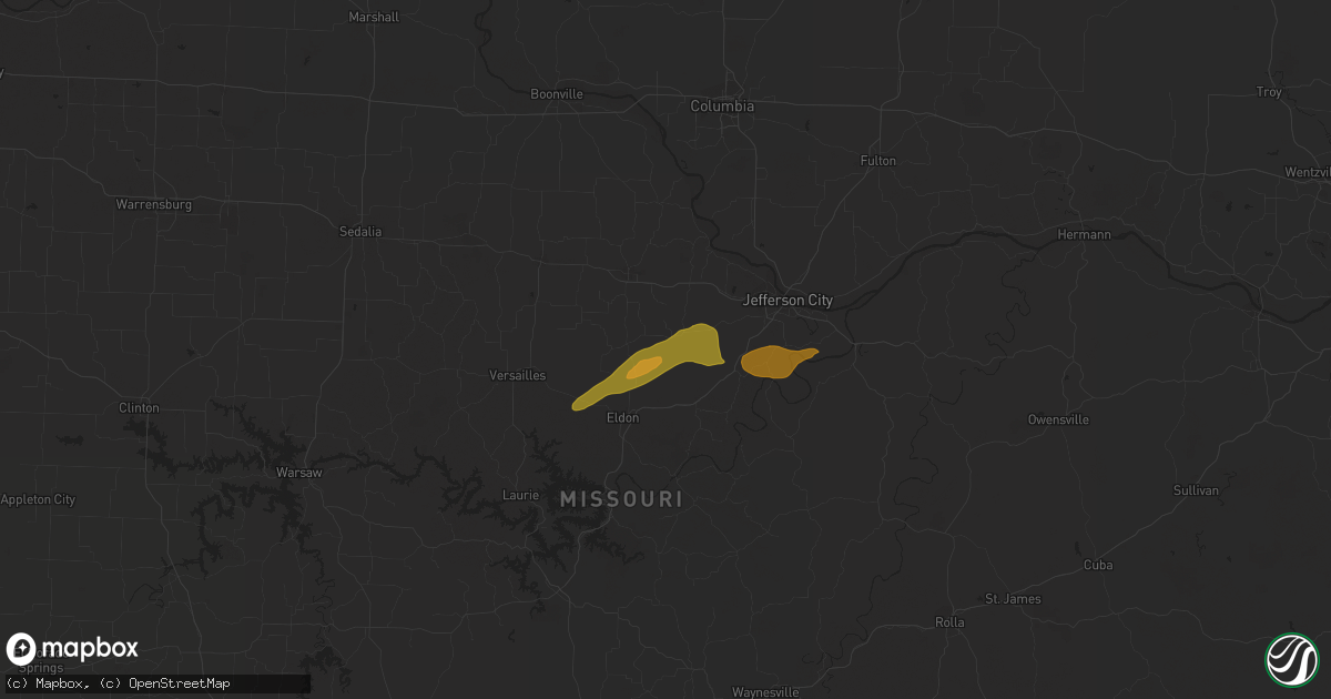 Hail map in Russellville, MO on April 1, 2024
