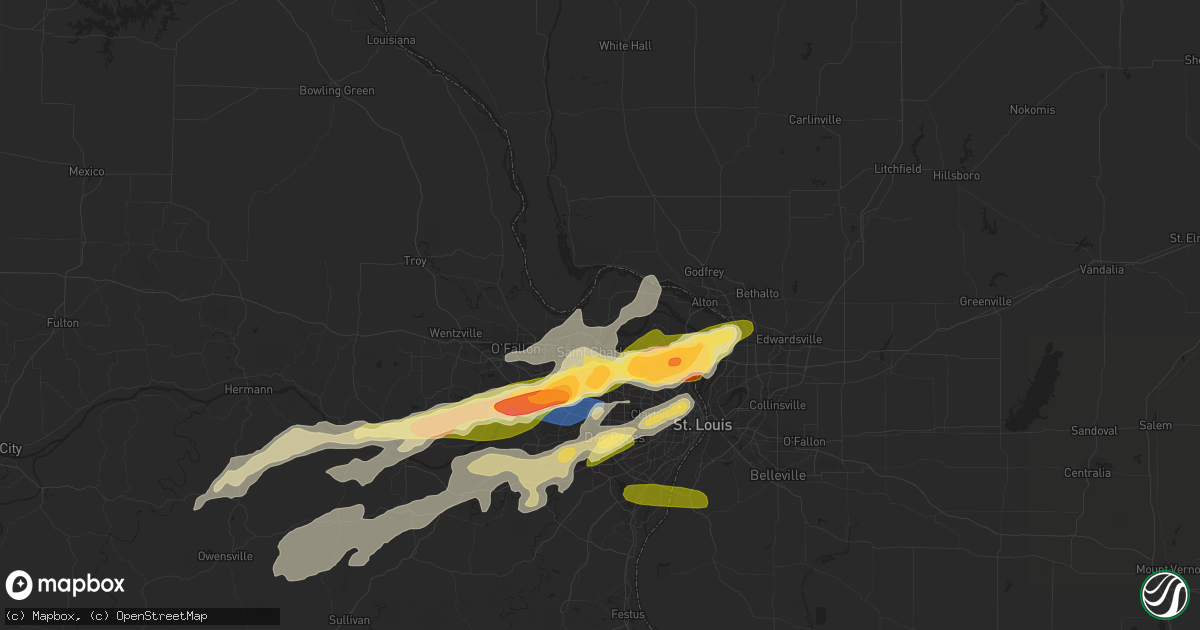 Hail map in Saint Charles, MO on April 1, 2024