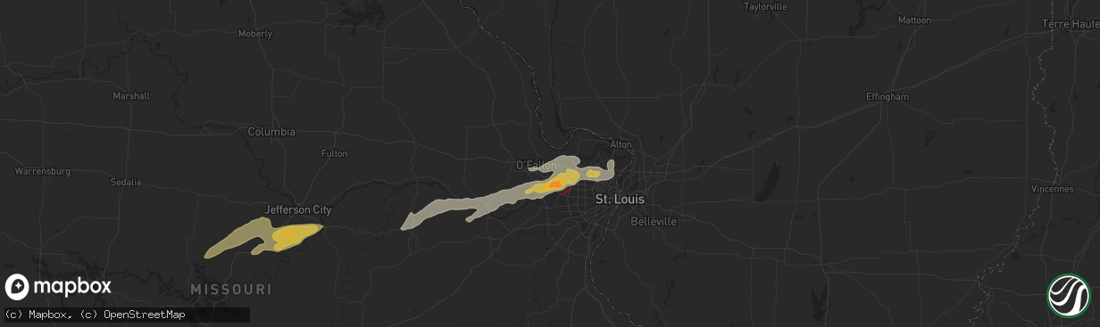 Hail map in Saint Peters, MO on April 1, 2024