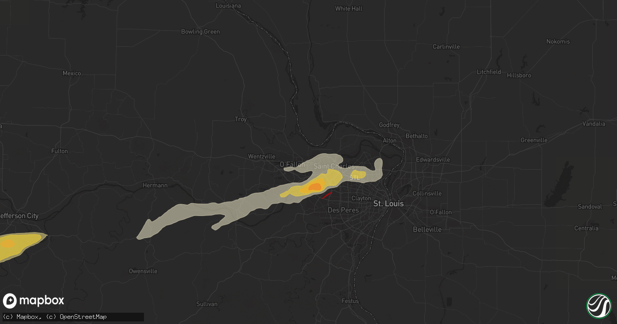 Hail map in Saint Peters, MO on April 1, 2024