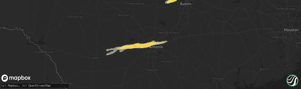 Hail map in San Antonio, TX on April 1, 2024