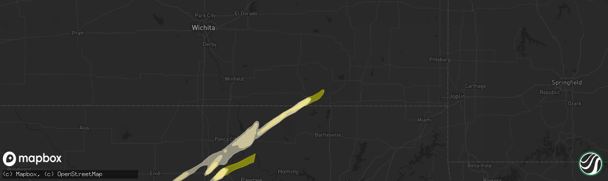 Hail map in Sedan, KS on April 1, 2024