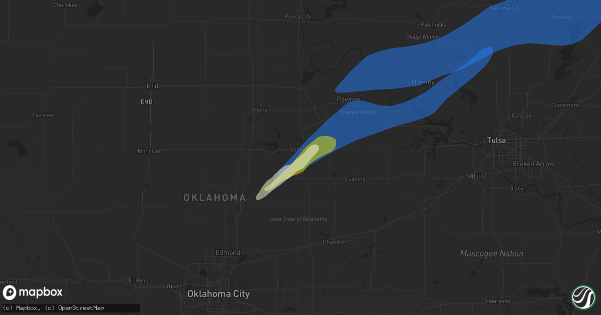 Hail map in Stillwater, OK on April 1, 2024