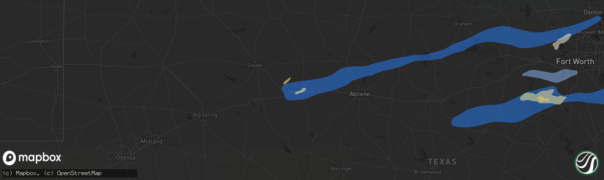 Hail map in Sweetwater, TX on April 1, 2024