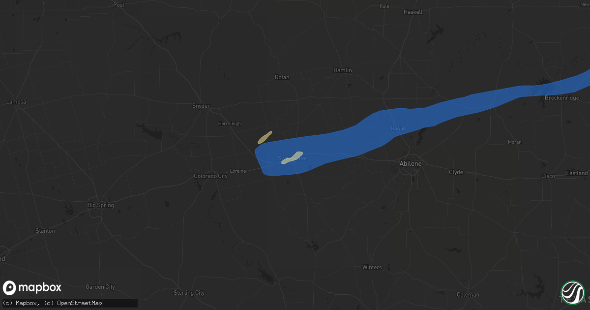 Hail map in Sweetwater, TX on April 1, 2024