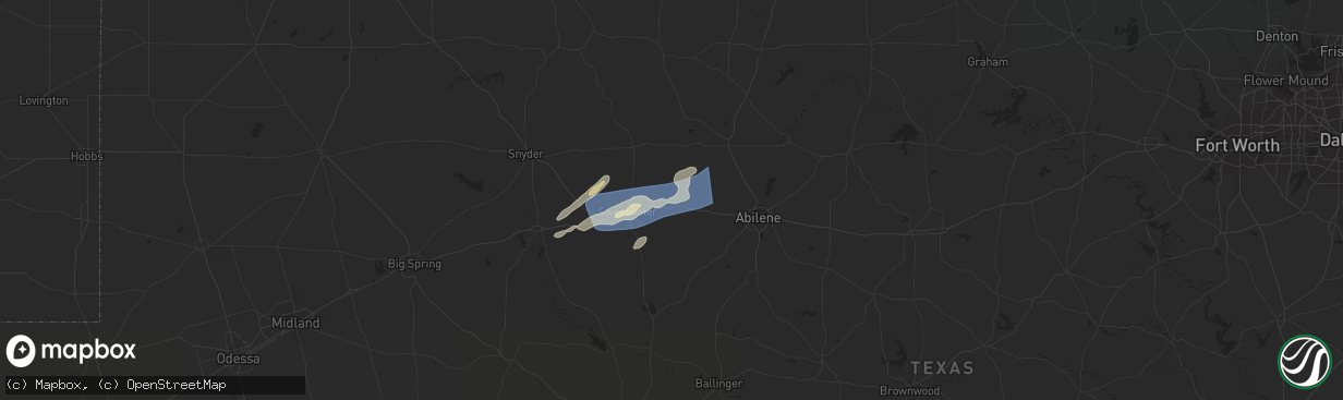 Hail map in Trent, TX on April 1, 2024