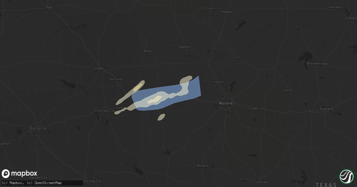 Hail map in Trent, TX on April 1, 2024