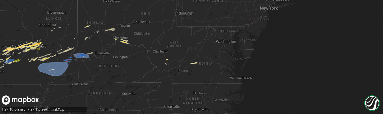 Hail map in Virginia on April 1, 2024