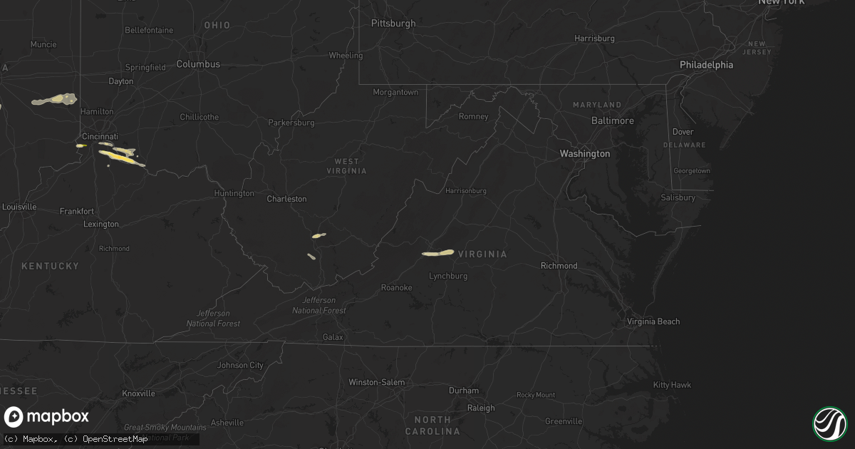 Hail map in Virginia on April 1, 2024