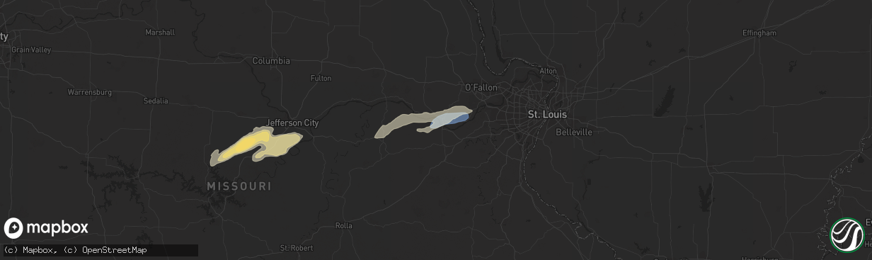 Hail map in Washington, MO on April 1, 2024