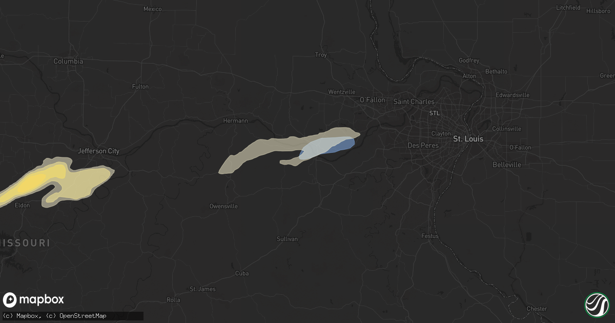 Hail map in Washington, MO on April 1, 2024