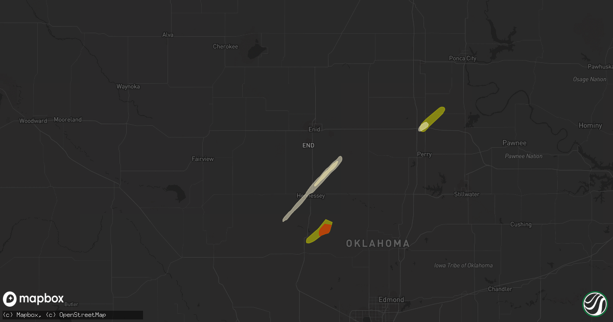 Hail map in Waukomis, OK on April 1, 2024