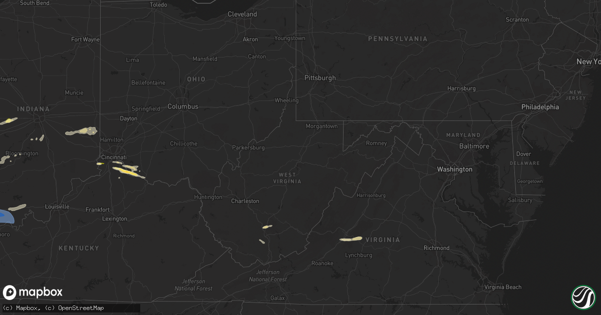 Hail map in West Virginia on April 1, 2024