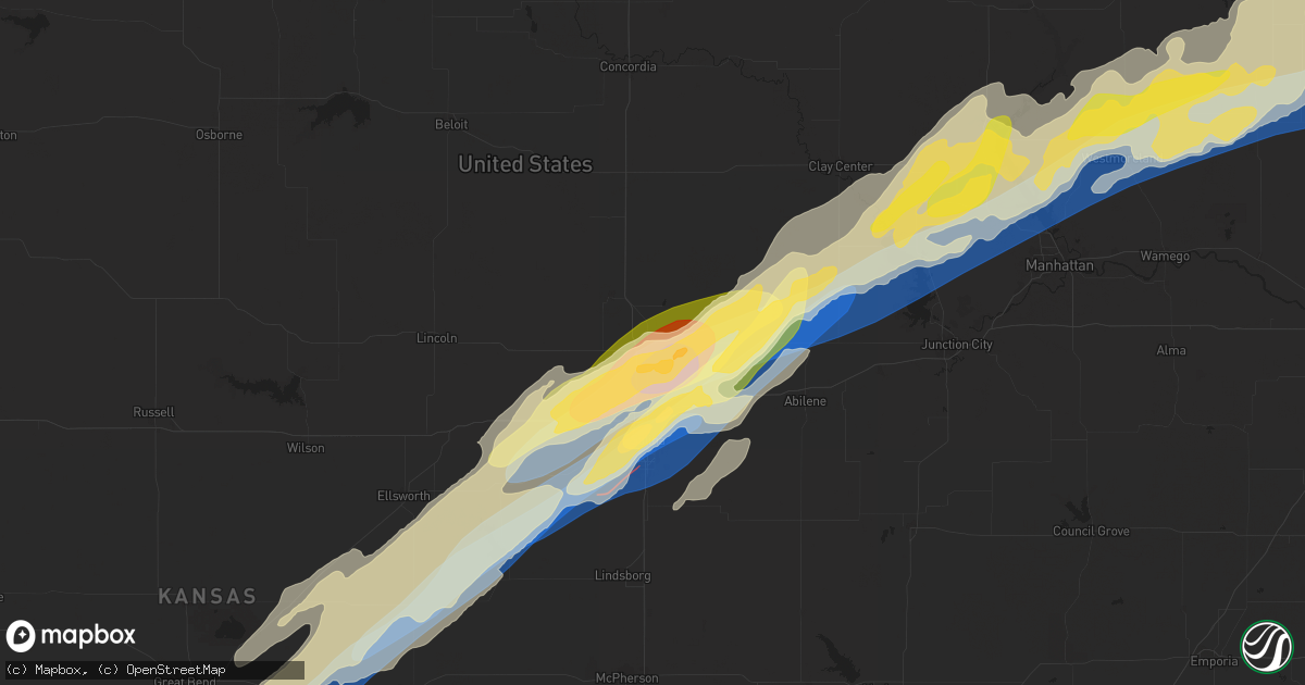 Hail map in Bennington, KS on April 1, 2025
