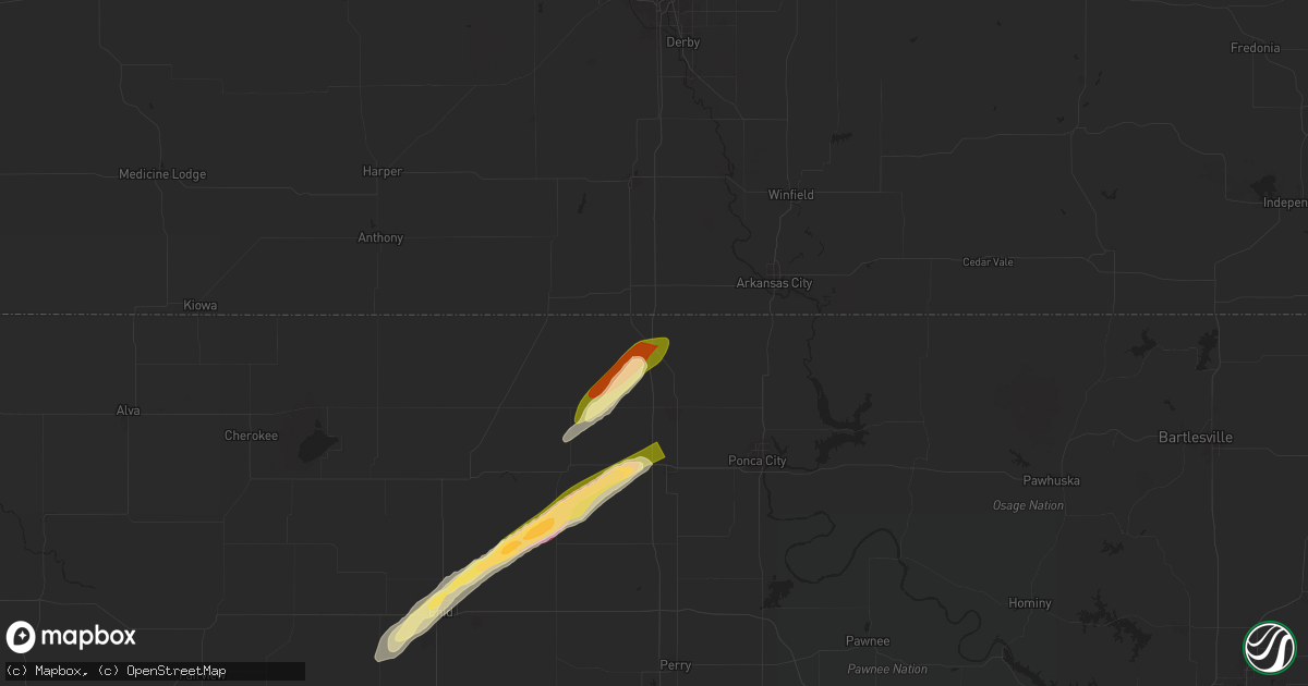 Hail map in Braman, OK on April 1, 2025