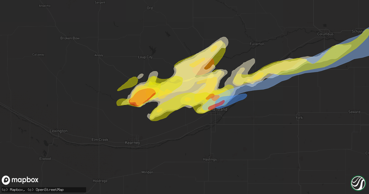 Hail map in Cairo, NE on April 1, 2025