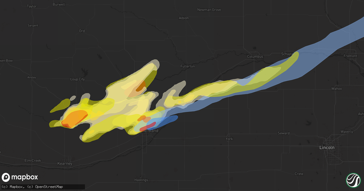Hail map in Central City, NE on April 1, 2025