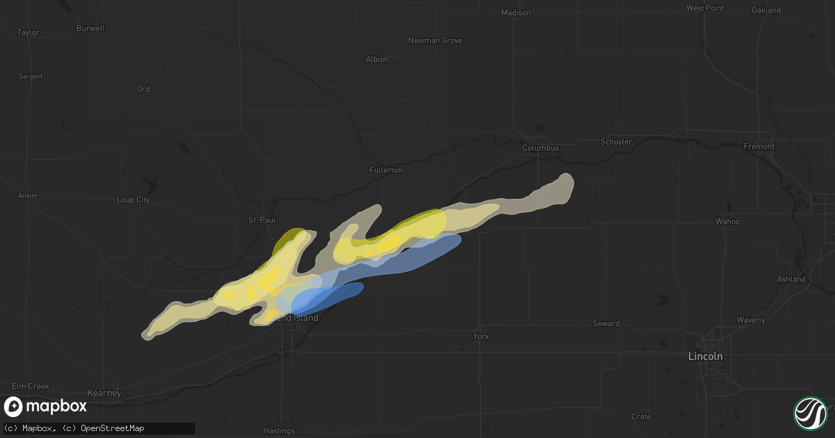 Hail map in Clarks, NE on April 1, 2025