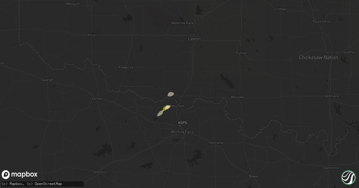 Hail map in Devol, OK on April 1, 2025