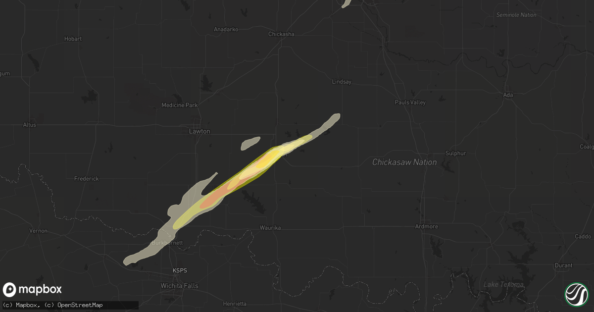 Hail map in Duncan, OK on April 1, 2025