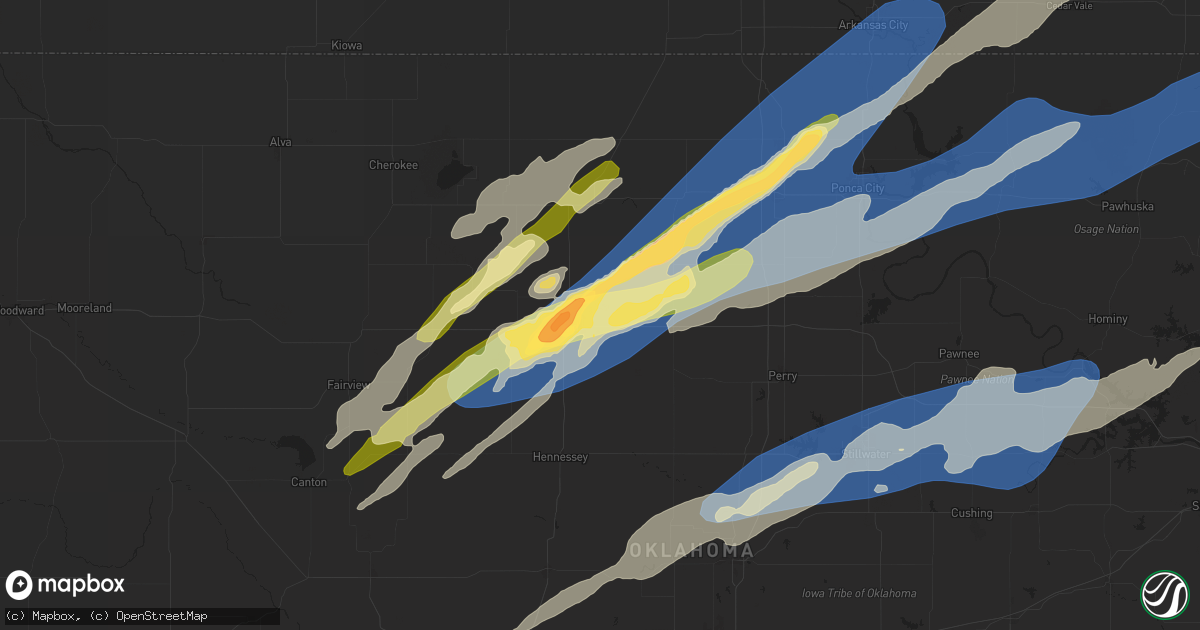 Hail map in Enid, OK on April 1, 2025