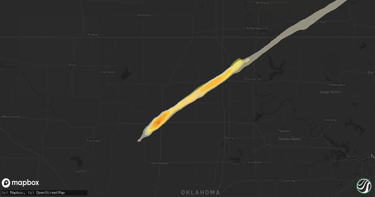 Hail map in Hunter, OK on April 1, 2025