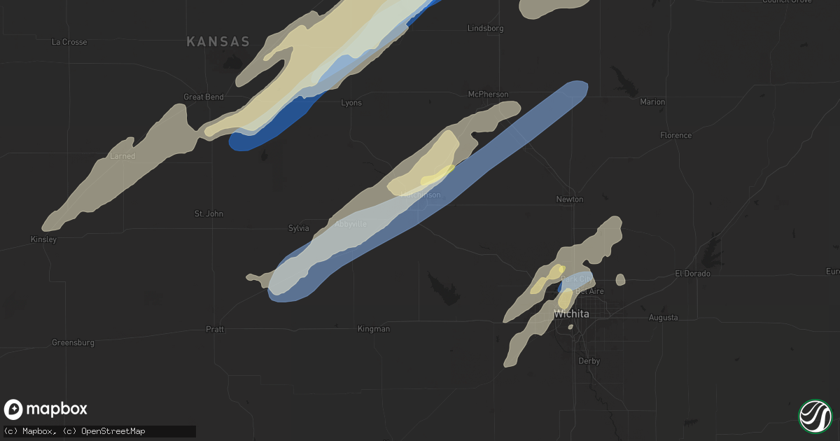 Hail map in Hutchinson, KS on April 1, 2025