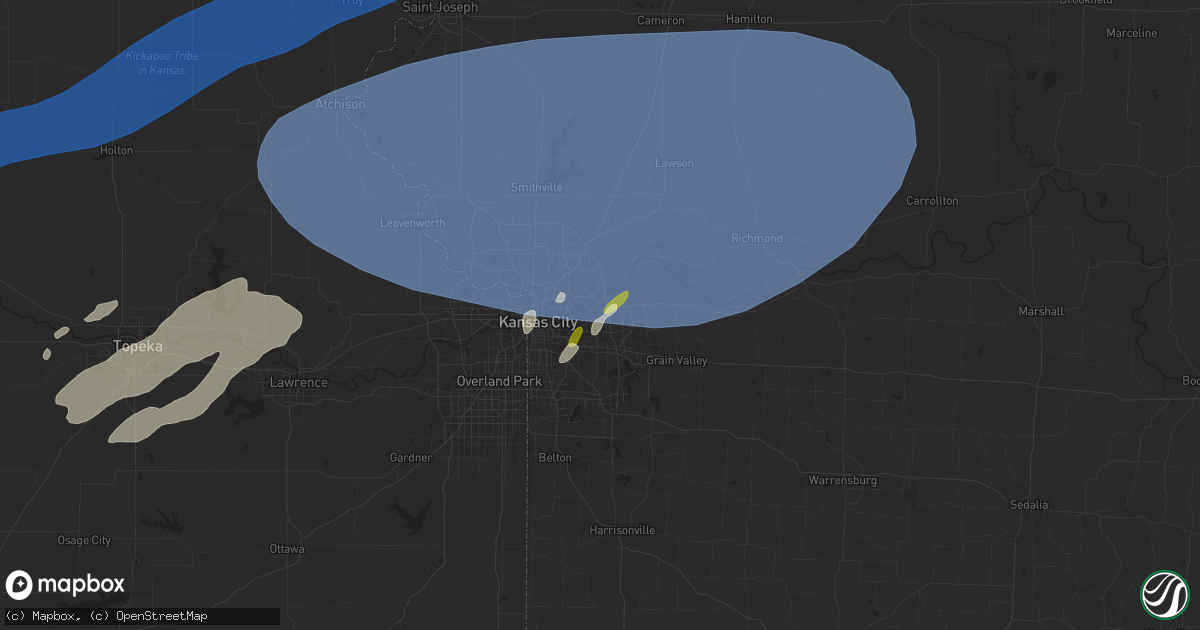 Hail map in Independence, MO on April 1, 2025