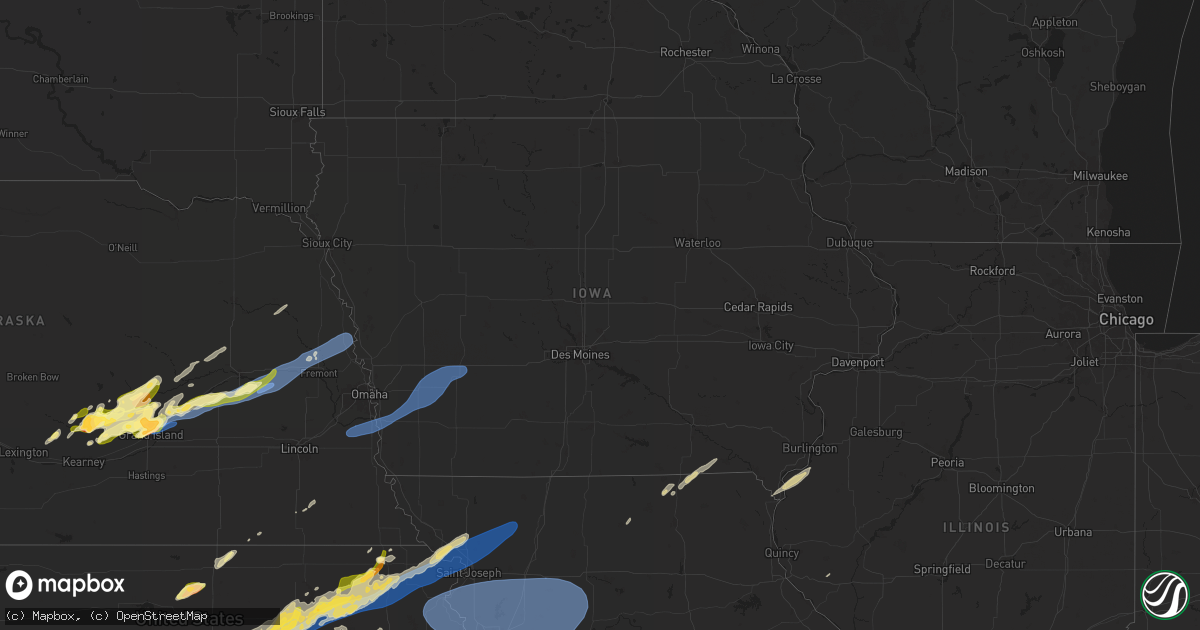 Hail map in Iowa on April 1, 2025