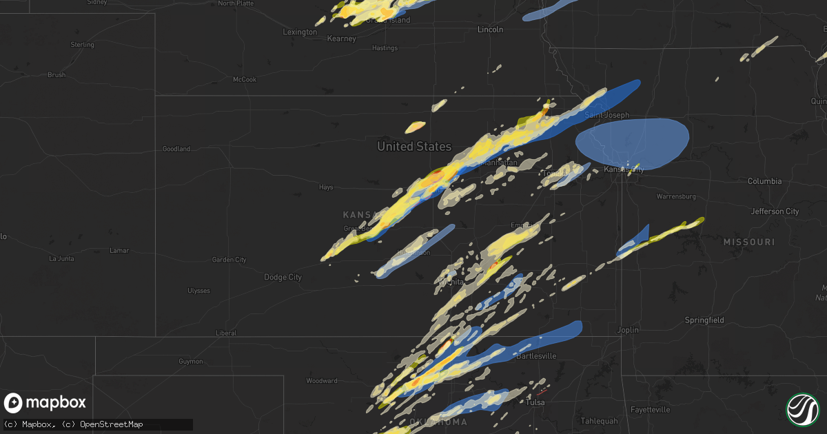 Hail map in Kansas on April 1, 2025
