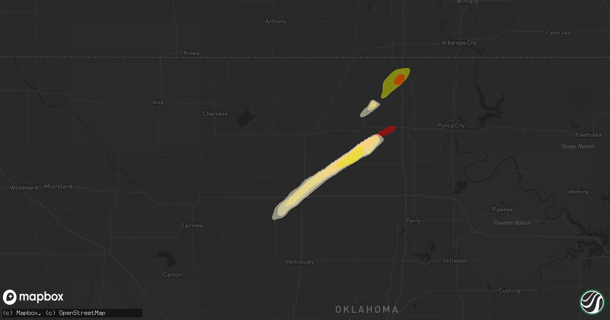 Hail map in Kremlin, OK on April 1, 2025