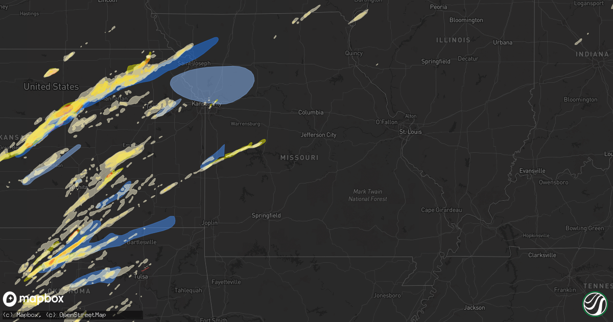 Hail map in Missouri on April 1, 2025