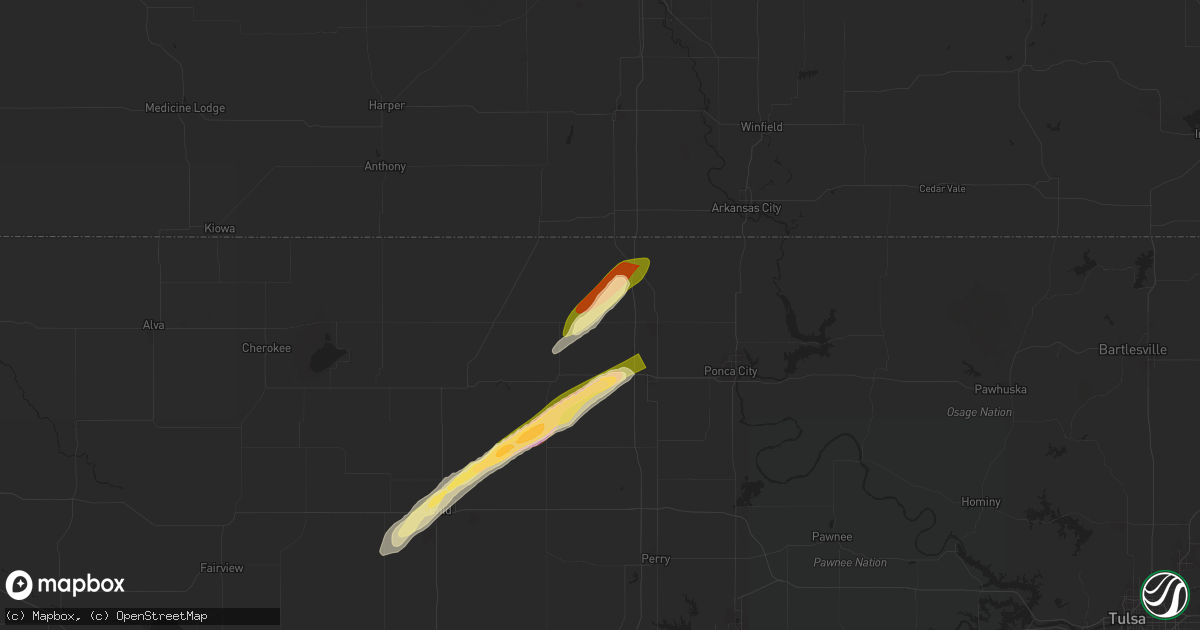 Hail map in Nardin, OK on April 1, 2025