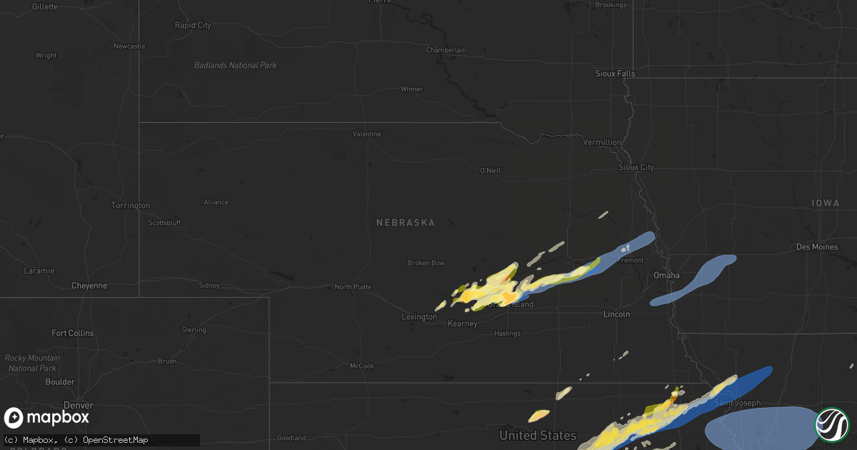 Hail map in Nebraska on April 1, 2025