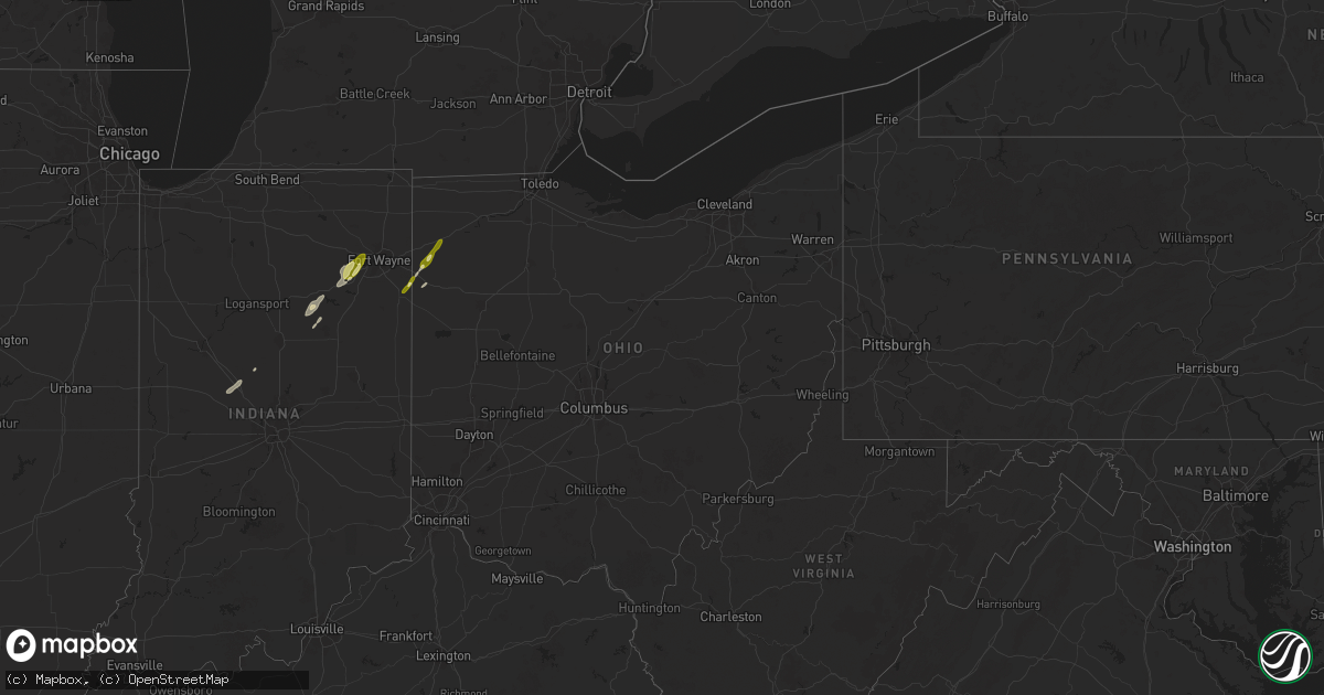 Hail map in Ohio on April 1, 2025