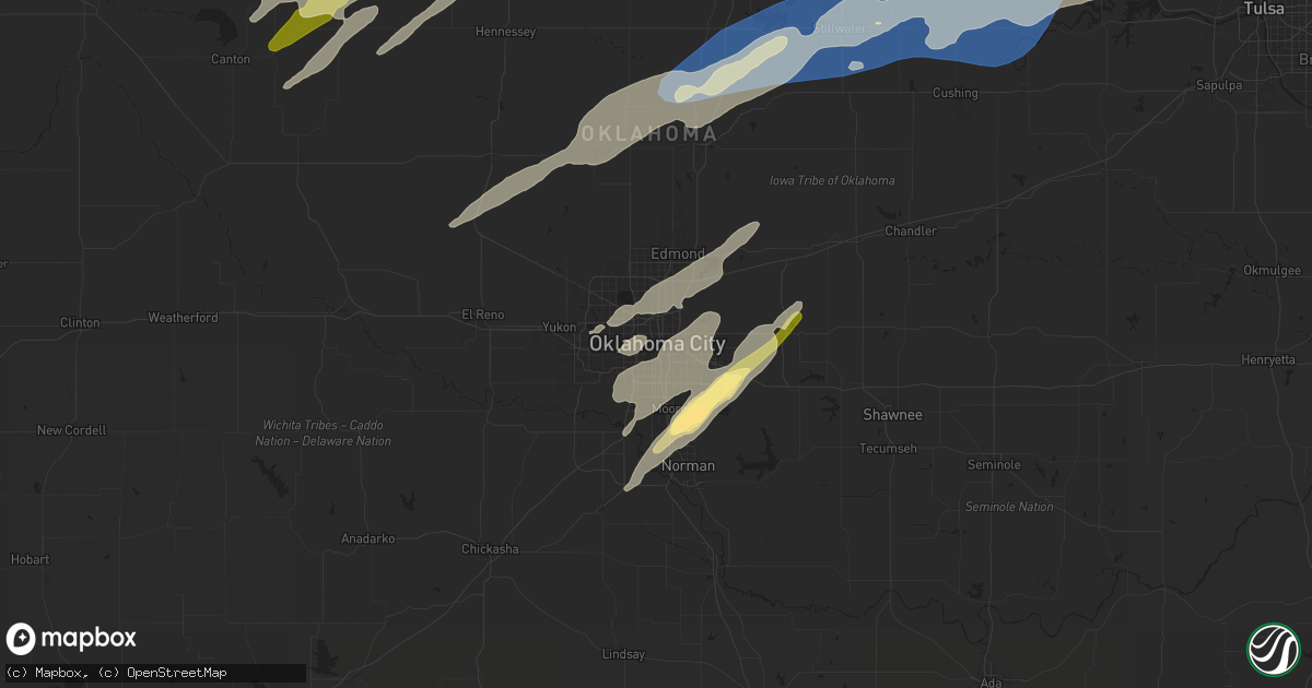 Hail map in Oklahoma City, OK on April 1, 2025