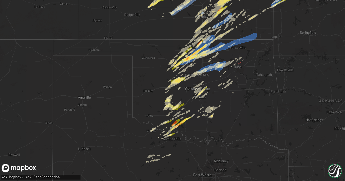 Hail map in Oklahoma on April 1, 2025