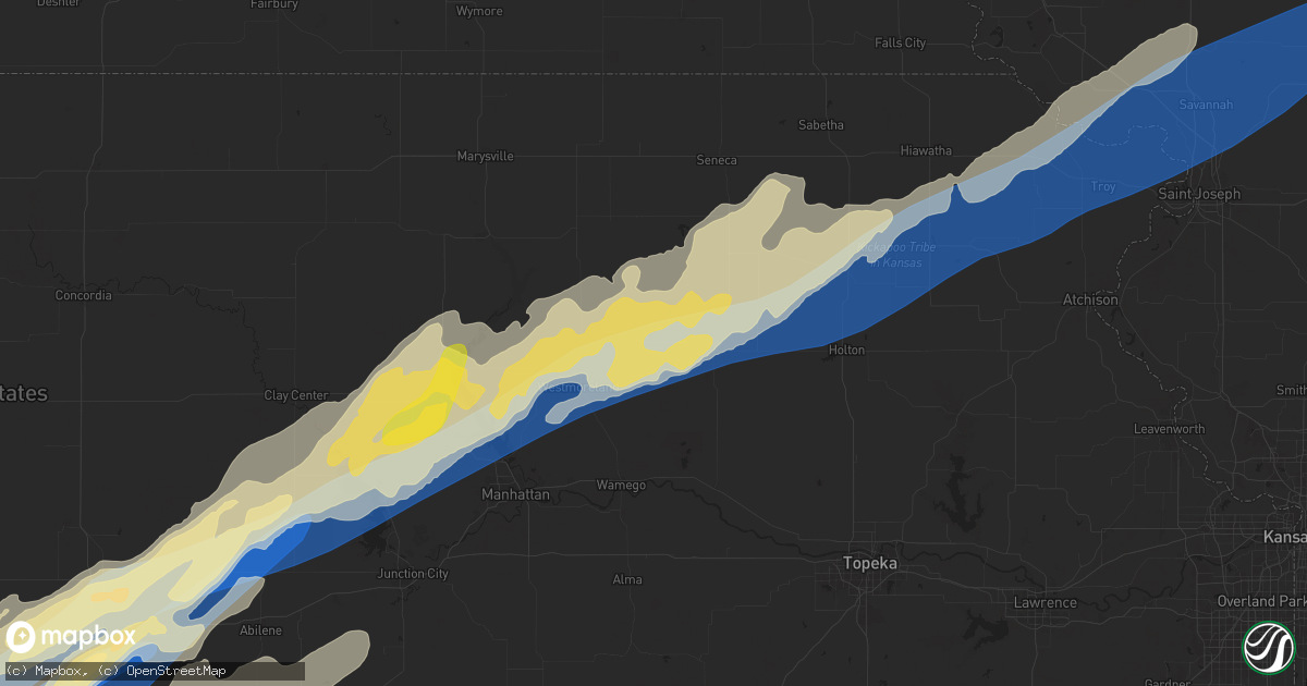 Hail map in Onaga, KS on April 1, 2025