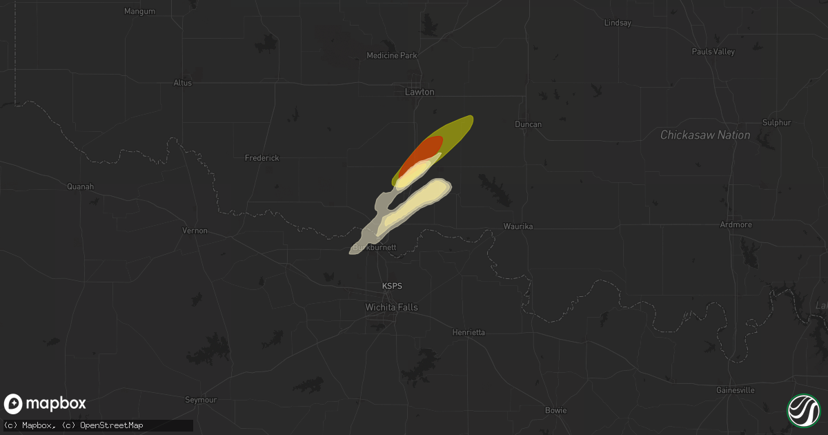 Hail map in Randlett, OK on April 1, 2025