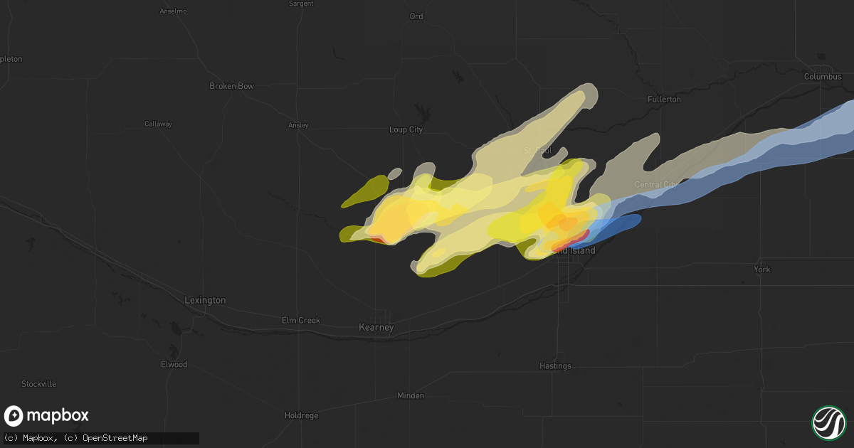 Hail map in Ravenna, NE on April 1, 2025