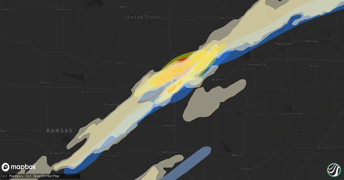 Hail map in Salina, KS on April 1, 2025