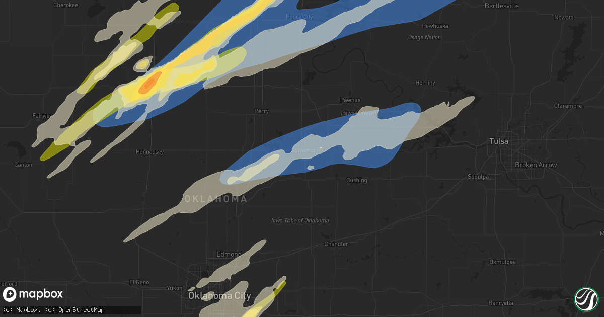 Hail map in Stillwater, OK on April 1, 2025