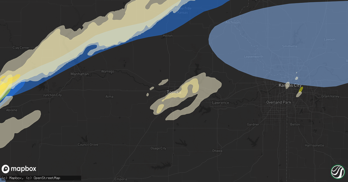 Hail map in Topeka, KS on April 1, 2025
