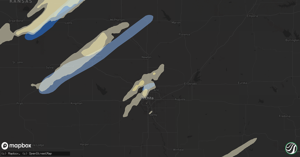 Hail map in Valley Center, KS on April 1, 2025