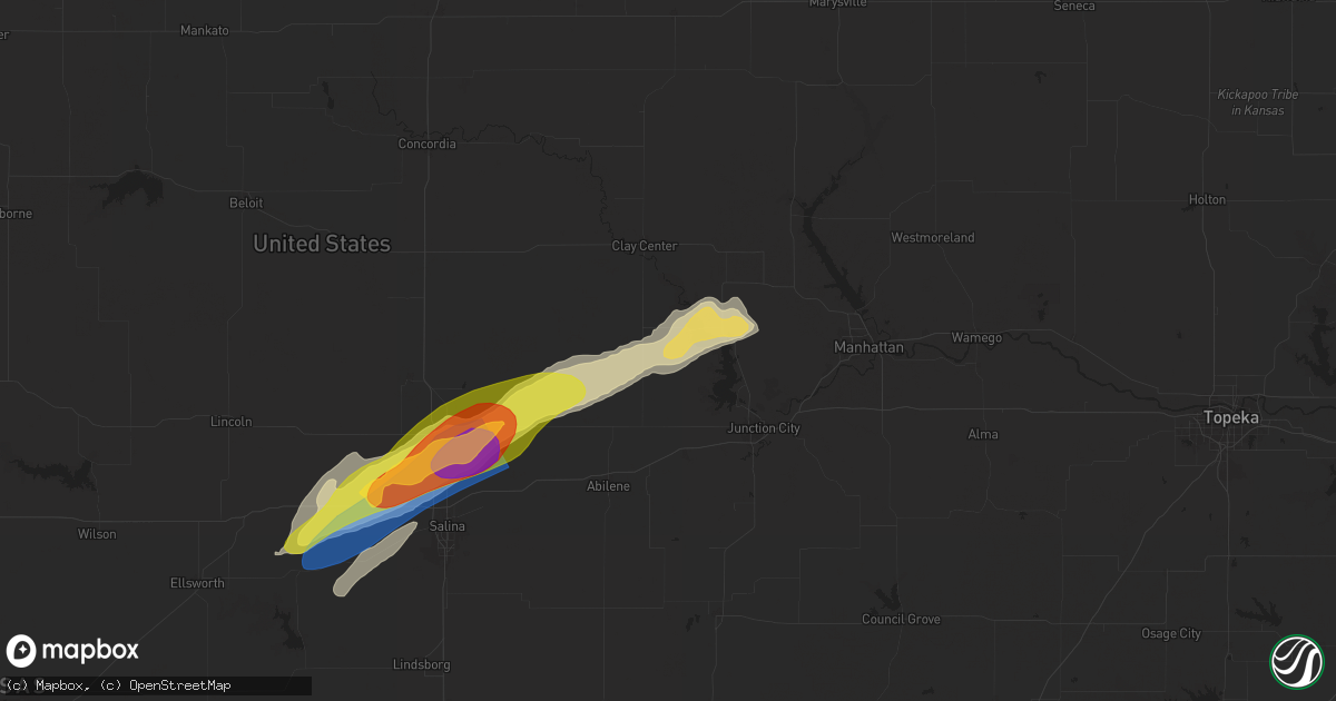 Hail map in Wakefield, KS on April 1, 2025