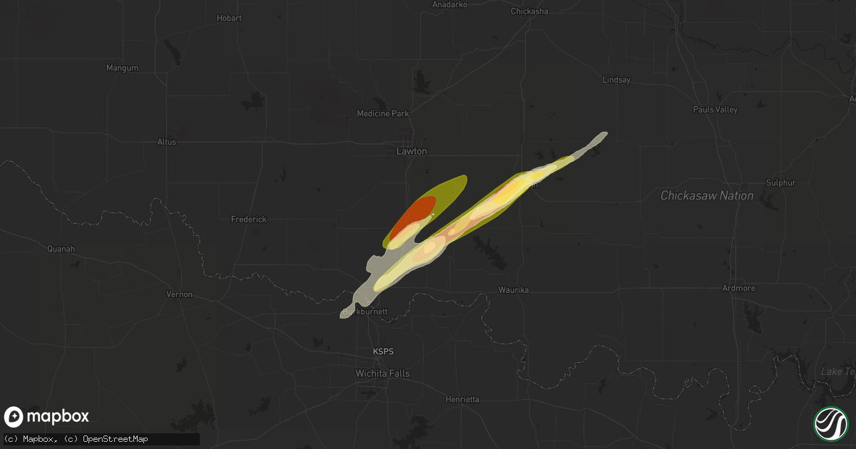 Hail map in Walters, OK on April 1, 2025
