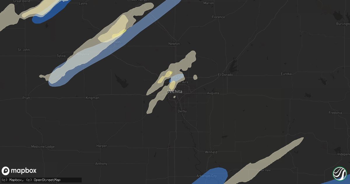 Hail map in Wichita, KS on April 1, 2025