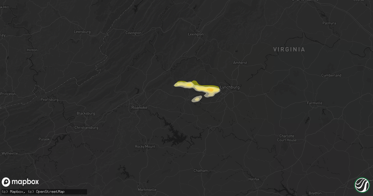 Hail map in Bedford, VA on April 1, 2026